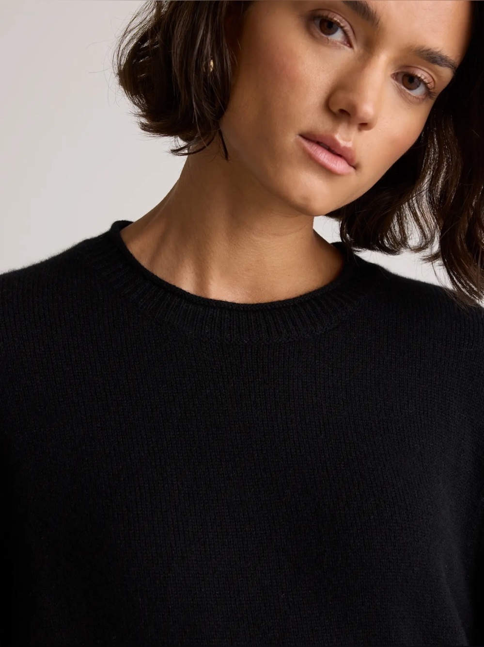 NWT Quince 100% Mongolian Cashmere Boxy Crewneck Sweater Black Sz XL Minimalist - Picture 2 of 16